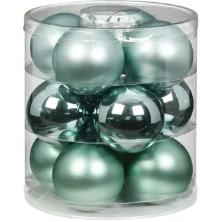 Magic Weihnachtskugeln Glas 8cm 12 STK. Christbaumkugeln (Winter Jade (Mint Mintgrün Aqua Glanz/Matt))