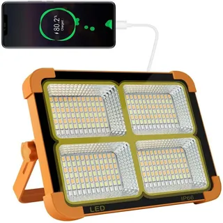 yozhiqu LED Solarleuchte 100W wiederaufladbare Arbeitsleuchte, tragbares Solar-LED-Flutlicht, 10000 Lumen mit USB-Anschluss/Magnet/16500mAh/4 Beleuchtungsmodi