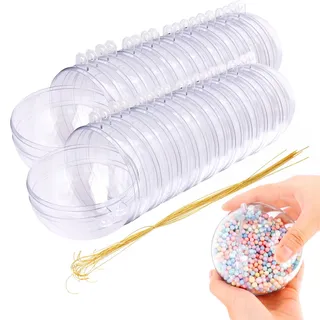 Weihnachtskugeln, 100 mm, transparent, befüllbar, 100 mm, bruchsichere Christbaumkugeln, Dekorationen für Urlaub, Hochzeit, Geburtstag, Weihnachtsdekoration, 20 Stück