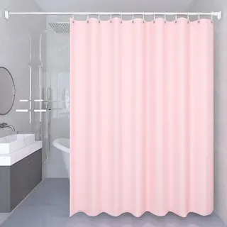 NXMYDBD Rosa Duschvorhang, einfarbiger Duschvorhang, Badezimmer-Trennvorhang, perfekt für die Badezimmer-Heimdekoration mit Haken 138x214cm/(WxH)