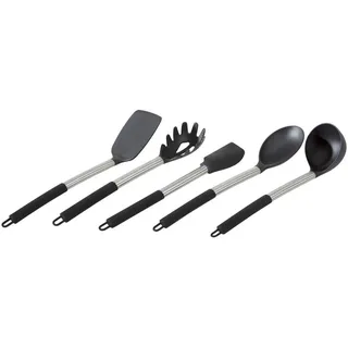 Johann Lafer Küchenhelferset Pure, Schwarz, Silber, Metall, Kunststoff, 5-teilig, Aufhängeöse, hitzebeständig, in Geschenkverpackung, Kochen, Küchenhelfer, Küchenhelfer Sets