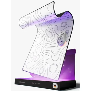 Nyfter - XXL Gaming Mauspad weiß im Topography Design 900 x 500mm Premium Mousepad Size Groß vernähte Kanten langlebig mit high-end Glide und Anti-Rutsch Speed Gaming Mauspad