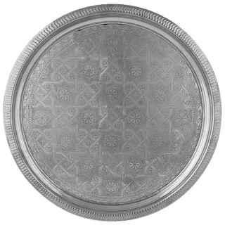 Marrakesch Orient & Mediterran Interior Orientalische Deko Tablett Serviertablett Kerzentablett Nacera Silber 38cm