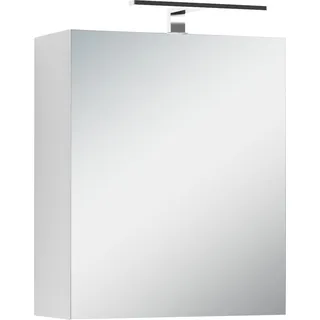 Spiegelschrank BYLIVING "Spree" Schränke Gr. B/H/T: 50 cm x 60 cm x 20 cm, 1 St., weiß Bad-Spiegelschränke Breite 50 cm, 1-türig, mit LED Beleuchtung und Schalter-Steckdosenbox