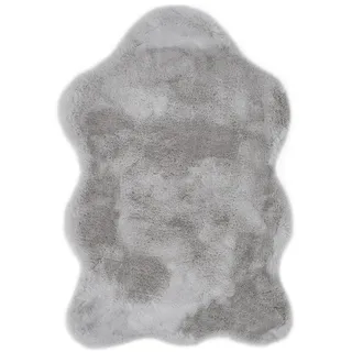 andiamo Kunstfell Novara Teppich Schlafzimmer - Flauschiger Teppich zur Verwendung als Bettvorleger Schlafzimmer - gemütlicher Fellteppich Lammfell Imitat 55 x 80 cm Grau