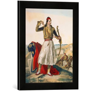 Gerahmtes Bild von Louis Dupre Demetrius Mavromichalis, a Greek Soldier and Patriot, 1825", Kunstdruck im hochwertigen handgefertigten Bilder-Rahmen, 30x40 cm, Schwarz matt