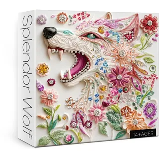 3D-Kristall-Wolf-Puzzles für Erwachsene, 1000 Teile, Bunte Juwelentiere, schöne Diamant-Blume, Fantasie-Puzzle