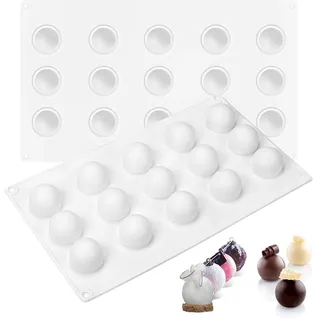 Holzsammlung 2 Stück Silikonform Kugel, Silikon Form Kugel Trüffelkugeln Silikonform Kugelform Schokolade Silikon Dessert, Pralinenform Rund Klein Backform Kuchen Dekoration