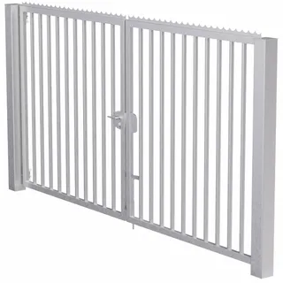 MR-Zaun Industrietor zweiflügelig mit Stabfüllung, Feuerverzinkt, 4.500 mm x 1.000 mm