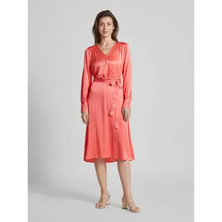 Midikleid in Wickel-Optik aus Viskose, Koralle, 40