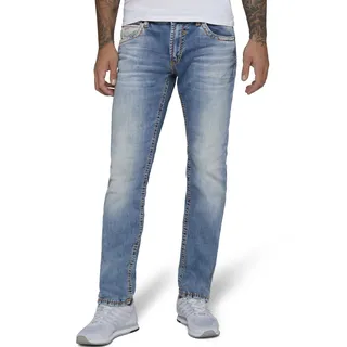 Straight-Jeans CAMP DAVID "NI:CO:R611" Gr. 34, Länge 34, blau (light vintage) Herren Jeans Straight Fit mit markanten Steppnähten