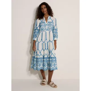 Apricot Spitzenkleid Midi-Kleid mit floraler Broderie Anglaise mit Stickerei weiß XS (34)