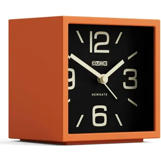 NEWGATE® Cube Wecker | Designgeführter würfelförmiger Retro-Alarm | Orange | Ideal für nachttisch, Schreibtisch, Regal und kaminsims | Mid-Century-Retro-Schlafzimmer- und bürozubehör