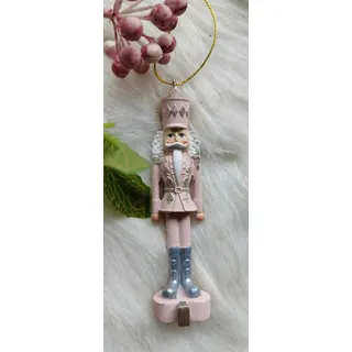 Nussknacker Rosa Soldat Weihnachtsdeko Anhänger Clayre & Eef   3 x 2 x 11 cm