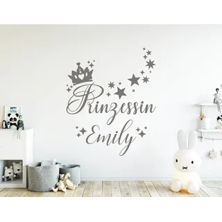 tjapalo® dg-pkm357 Wandtattoo Kinderzimmer mädchen Name Prinzessin mit Namen (H80 x B58 cm)