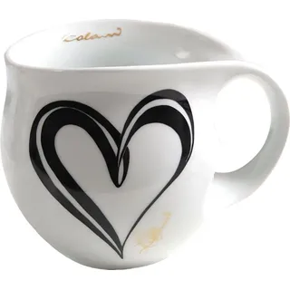 Colani Tasse Jumbotasse Große XXL Tasse Kaffeebecher XXL Heart Schwarz 600ml, Porzellan, Spülmaschinenfest, Signatur außen, Schriftzug innen, Geschenkkarton weiß