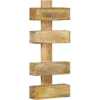 vidaXL Mangoholz Massiv Wand Zeitschriftenständer mit 4 Regalböden Zeitschriftenhalter Zeitungshalter Magazinhalter Wandregal 30x11x72cm