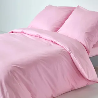 Homescapes 2-teiliges Perkal-Bettwäsche-Set rosa aus 100% ägyptischer Baumwolle, 1 Bettbezug 155x220 cm & 1 Kissenbezug 80x80 cm