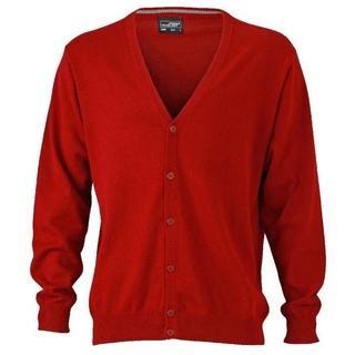 James & Nicholson Cardigan JN 661 Herren V-Neck Cardigan Leichte Strickqualität rot S