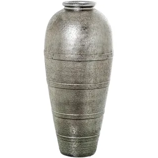 DRW Bodenvase aus Keramik, silberfarben, 34 x 34 x 80 cm
