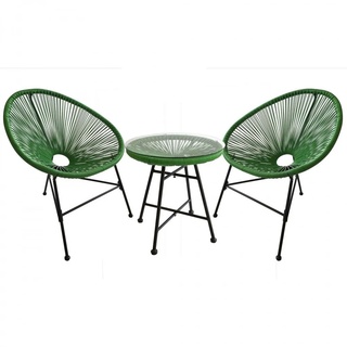 Gartenmöbel, 2 runde Sessel und grüner Couchtisch ACAPULCO
