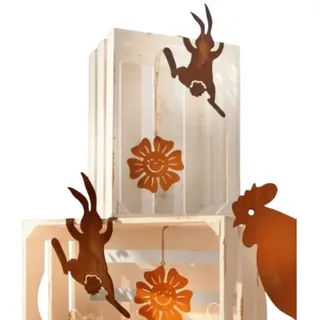 Home-trends24.de Osterhase Hänger Hase Rost 2x Garten Deko Kantenhocker Figur Statue Set Paar