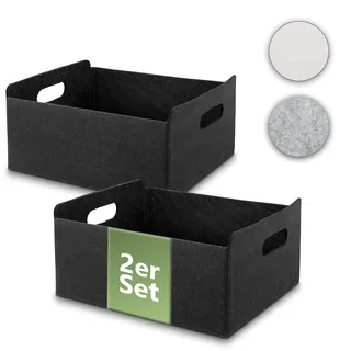 Aufbewahrungskorb Filz Organizer faltbare Aufbewahrungsbox Filz Box Aufbewahrung Filz Aufbewahrungsbox Kleiderschrank Regal Korb Filzkorb Aufbewahrung Kleiderschrank (schwarz, 2er)