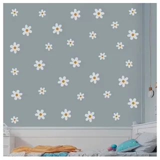 Montegoni Wandtattoo Kinder 3 teilige Boho Gänseblümchen, (Aquarell-Cartoon-Blumen Wandsticker, Wandaufkleber Dekor Kinderzimmer,Wanddeko für Mädchenzimmer,Babyzimmer), selbstklebende Aufkleber