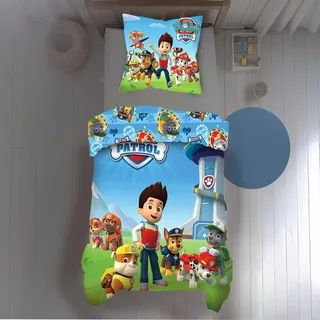 Paw Patrol Biber Bettwäsche 135x200 80x80 cm Flanell Bettwäsche aus 100% Baumwolle mit Reißverschluss Helfer auf 4 Pfoten