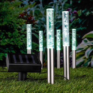 Spetebo LED Solar Leuchtstäbe BUBBLES im 6er Set - Solarlampe mit Farbwechsel zur Garten Dekoration - Gartenleuchte im Luftblasen Design