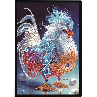 DCIDBEI Diamond Painting Notizbuch A5 Blank Diamond Painting Notizheft Diamant Painting Notebook Diamant Malerei Notizbuch Skizzenbuch Tagebuch für Schülerbüro Schulbedarf(50 Blätter) (Hahn)