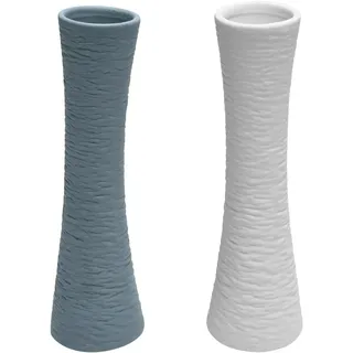 Set Aus 2 Modernen Keramikvasen – Weiß Und Grau – Für Trockenblumen – Frischblumen – Keramikvase Für Pampasgras – Dekoration Für Zuhause, Büro Und Tischdecke
