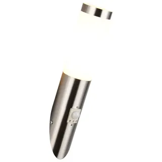 TRIO Leuchten LED Außen-Wandleuchte Edelstahl mit Bewegungsmelder, Höhe 39cm, Bewegungssensor, LED wechselbar, warmweiß, Wand Außenleuchte Haustür, moderne Hausbeleuchtung inkl. E27 LED silberfarben