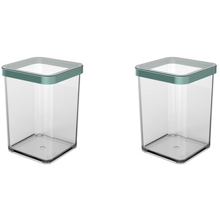 Rotho Loft Vorratsdose Deckel, Kunststoff (SAN) BPA-frei, türkis/transparent, 1l, (10 x 10 x 14,2 cm) (Packung mit 2)