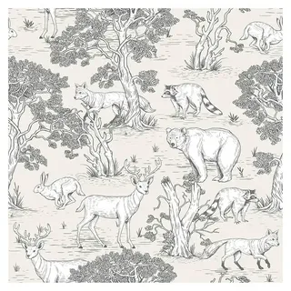 Marburg Kids' Walls Vliestapete Waldtiere  (Beige/Weiß, Tieroptik, 10,05 x 0,53 m)