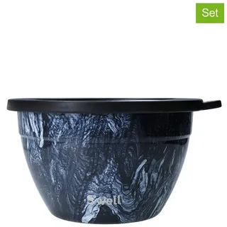 S'well 3tlg. Set: Salatschale "Azurite Marble" in Dunkelblau