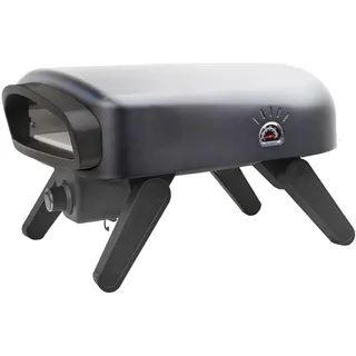 SANTOS Pizzaofen O-140 Black – Gas-Pizzaofen 4,7 kW – 500 °C – Cordieritstein für Pizzen bis Ø 35cm – manuell – schwarz, klappbar – Outdoor - Pizza, Flammkuchen, Brot & mehr