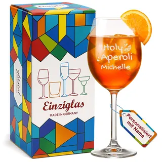 glastal Leonardo Aperol Glas mit Gravur Personalisiert mit Namen - Holy Aperoli - 460ml Aperol Weinglas Geburtstag Weihnachten Geschenk für Aperol Spritz Cocktail Liebhaber Beste Freundin Frauen Mama