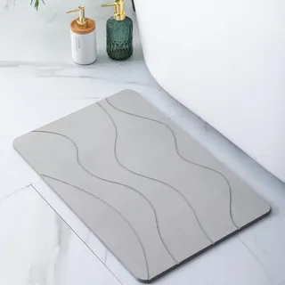 Pure 4Home Kieselgur Badematte Stein 60 x 40 cm – Diatomit Badematte Schnelltrocknend, rutschfest – Stone Bath Mat Quick Dry, Diatomite Bath Mat – Steinmatte Badezimmer, Saugstark, Antibakteriell