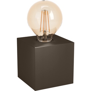 EGLO Tischlampe Prestwick 2, 1 flammige Tischleuchte industrial, Nachttischlampe aus Metall, Wohnzimmerlampe in Dunkel-Bronze, Lampe mit Schalter, E27 Fassung