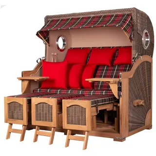 bene living bene,iving Strandkorb Komplettset Ammersee Grande XXL Teak Bullauge PE grau Modell 529