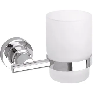 tesa LUUP Zahnputzbecher mit Wandhalterung, Accessoires, chrom