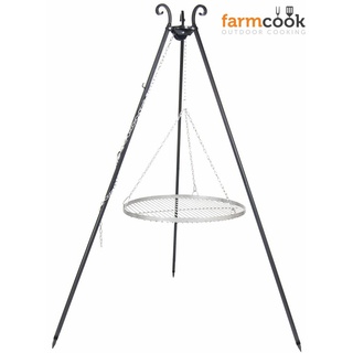 Farmcook E00375 Grill mit dem Rost aus Edelstahl auf dem Dreibein VIKING ; Edelstahlrost (Durchmesser): 60cm ; Höhe: 180cm