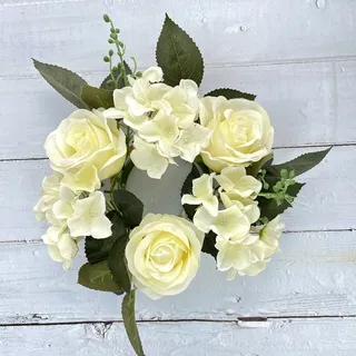Künstliche Leuchtergirlande Kranz Party Dekorativ, Blumenkerzenringe Kerzenringe Stumpenkerzenring, Mini Faux Home Feiertage Tisch Tee Kleine Rose Blumen Für Stabkerzen (Weiß,2 Stück)