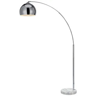 Teamson Home Bogenlampe Gebogene Metall-Stehlampe mit Chromschirm in Silber