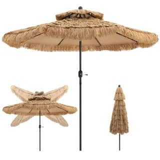 RELAX4LIFE Sonnenschirm Hawaii 270 cm, Reisstroh Strandschirm