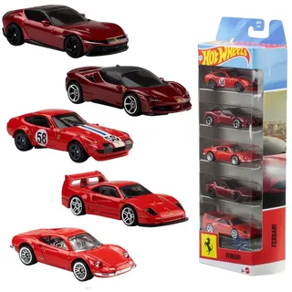 Hot Wheels JLN12 - Ferrari 5er-Pack mehrfarbig 1:64