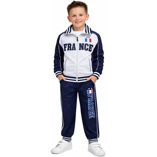Fashion Boy Trainingsanzug Frankreich Trainingsanzug Freizeitanzug Jogginganzug JF5e (Set, Jacke + Hose) weiß 152