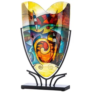 GILDE Dekovase VERONA Vase - mehrfarbig - Glas - H. 48cm x B. 29cm - Dekovase (1 Stück), Flache ovale Glasvase - Blumenvase für Tischdeko und Deko Vasen bunt