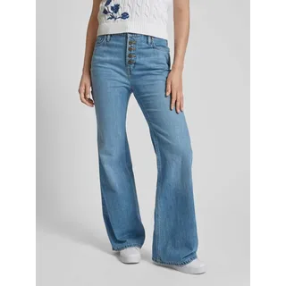 Flared Cut Jeans mit Knopfleiste, Jeansblau, 40
